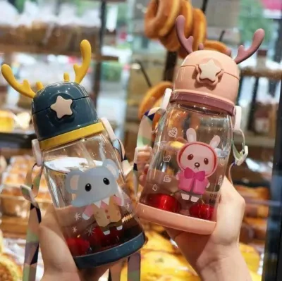 Botol Minum Anak Tanduk Rusa Tali Panjang Botol Sedotan Tali Portable PREMIUMMART