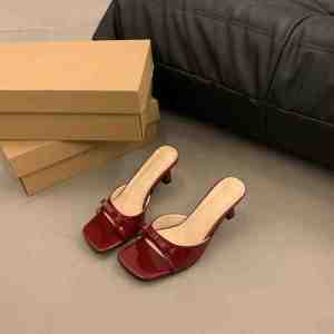 Office Low Heel Retro 2.5 inches High Heels Sandals Bow Decoration Open Toe Leather