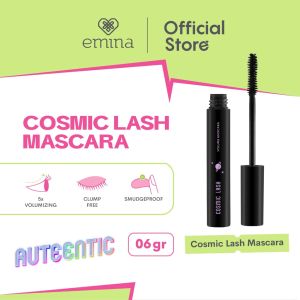 EMINA Cosmic Lash Volume Mascara Indonesia / Maskara 6g / 5X Volumizing Clump Free Smudgeproof / Longlasting / Tahan Lama 12 Jam Waterproof Anti Gumpal Air Tidak Luntur / Menebalkan Melentikkan Bervolume / Shade Black Hitam / Cosmetic Eye Makeup Series