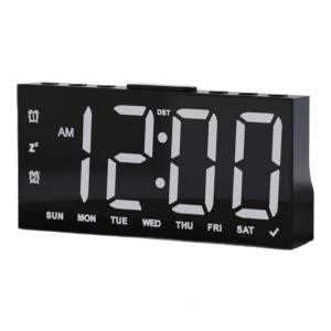 Minimalists LED Digital Alarm Clock With Time Week Display And 2 USB Charging Port Snoozes for Home Office Study Room