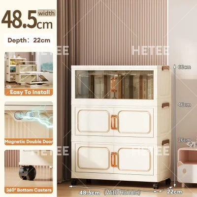 HETEEMALL Foldable Storage Cabinet with Magnetic Doors Stackable Plastic Wardrobe Organizer for Clothes Toys Snacks Space Saving Durabox for Bedroom Kitchen