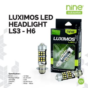 LUXIMOS Lampu Utama Motor Bebek Mini Laser Bifocus 13W H6 Putih Kuning (HI/LO) LS3 - NINE AUTOSERIES