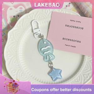 【LAKEBAO】 Đáng yêu Túi Mặt dây chuyền Tai nghe trường hợp treo trang trí dễ thương ngọt ngào ít cá Keychain phim hoạt hình nhựa Keyring