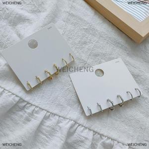 [COD] WEICHENG 3Pairs set Simple Alloy Silvery Golden Geometric Circle Hoop Earrings For Couples Jewelry Gift