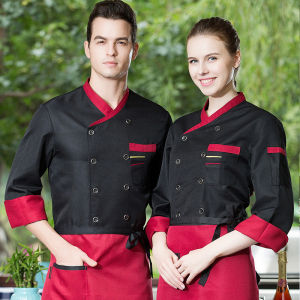 Chef Costume Chef Uniform Wear-resisitant Oilproof Waterproof Short Sleeves Workwear Uniform Work Clothes for Uniex Men Women Red Restaurant Hotel Kitchen Cooking