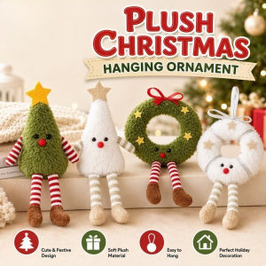 Christmas Plush Hanging Ornament Tree or Wreath Doll with Long Striped Legs for Tree Door Decor