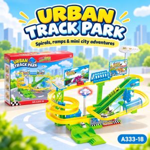 Urban Track Park Car Playset Spiral Track Ramp Bridge & Parking Garage Toy