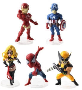5pcs/set The Avengers Marvel Super Heroes Figures Iron Man Captain America SpiderMan Wolverine