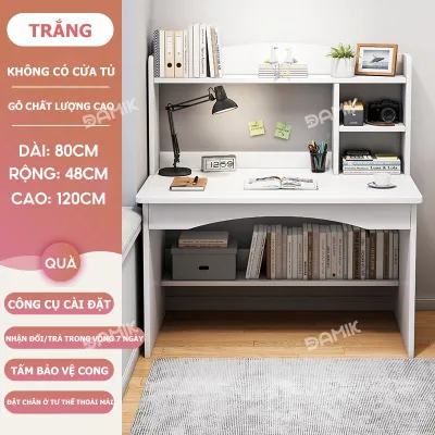 DAMIK-Bàn học liền giá sách tủ sách gia đình bàn viết và làm việc bằng gỗ hiện đại đa năng
