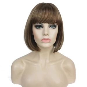 StrongBeauty 27Color Womens Wig Synthetic Black/Blonde Short Straight Neat Bang Bob Style Hair Full Wigs2026