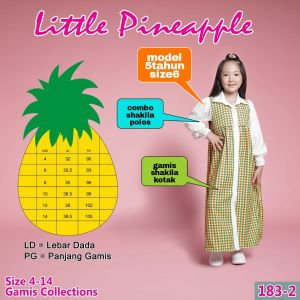 Little pineapple gamis dress Fiona anak perempuan tanggung 10-15Y