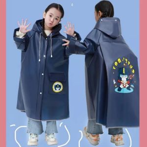 Áo mưa cho bé có kính chắn và phần sau che balo chất liệu EVA mềm nhẹ họa tiết hoạt hình cute TS