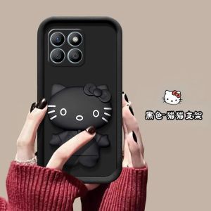 Phone Case Honor X8C X7C X8b X7b X6b X5b Plus Honor 200 Smart 5G 4G Hellokitty Cartoon Mirror Stand Soft Casing Lens Protection Shockproof Back Cover 2025