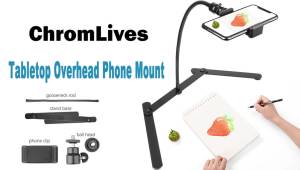 Photo Copy Pico Projector StandChromlives Overhead Tripod Video Stand for PhoneAdjustable Table Overhead Phone MountGooseneckTripod Stand for Teaching Streaming Baking Crafting