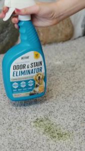 Pet Odor and Stain Eliminator - 32 oz ACTIVE Enzyme Cleaner for Dog & Cat Urine Stain Remover Spray for Carpet Upholstery Hardwood Spot Cleaning Deodorizer for Dogs Cats Pets - Natural Citrus Oil