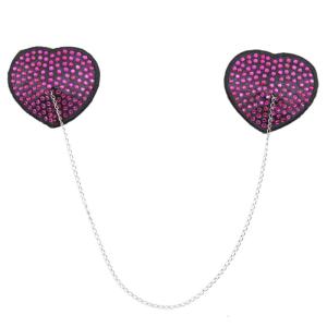 Women Rhinestones Pasties Nipple Cover with Chain Adhesive Reusable Sticky Bra Petals Chest Stickers Lingerie Accessory