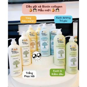 Cặp Dầu Gội Xả BIOTIN COLLAGEN TRẮNG 1000ml MẪU 2021- Giảm Rụng Tóc Kích Mọc Tóc Phục Hồi Tóc Khô Xơ