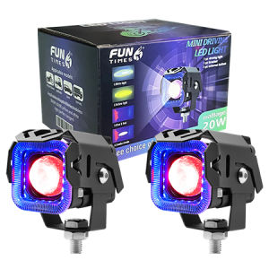 LED universal small steel cannon motorcycle spotlight laser high and low beam burst flash dual lens external headlight