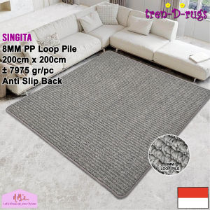 Tren-D-rugs Karpet aesthetic jumbo besar polos salur permadani bulu alas lantai ruang tamu keluarga kamar tidur big size tebal minimalis anti slip 200 cm x 200 cm - NMs