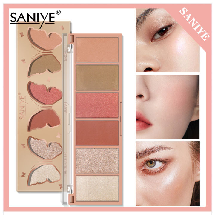 SANIYE 3 In 1 Highlighter Blush On Bronzer Combination Palette 3D Face
