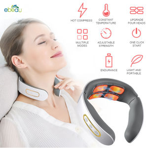 ebeau Electric Chargable Cervical Heat Neck Massager Machine Body Infrared Pulse Massager for Home Office Cars Sport Travel