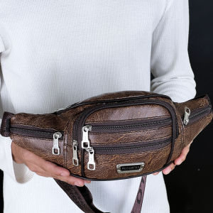 Tas Selempang Pinggang Kulit Pria 7 Ruang Waistbag Renno PU Leather Polo Amstar Slingbag