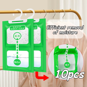 10Pcs Hanging Wardrobe Dehumidifier Bags Keep Clothes Dry & Fresh Anti-Mold Moisture Absorber