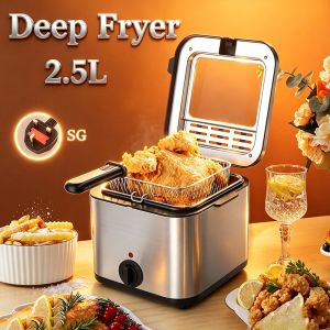 2.5L electric fryer with stainless steel basket temperature control knob