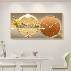 Luxury Framed Wall Clock | Modern Clock Mural Aesthetic Living Room wall Decor Painting Silent Clock