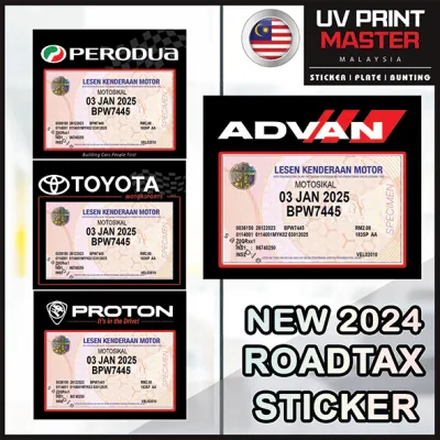 New 2024 Roadtax Sticker Kereta Universal Vehicle Roadtax Sticker Proton Perouda Honda Toyota Transparent Sticker新路税贴纸