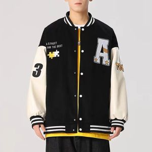 Jaket Jaket Saiz Besar Lelaki Saiz Besar Pakaian Lelaki Korean Bomber Casual Hoodie Loose Basketball Baseball Varsity Baju