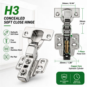 2pcs 1.2mm Removable Soft Close Hydraulic Hinges Concealed Cabinet Wardrobe Heavy Duty