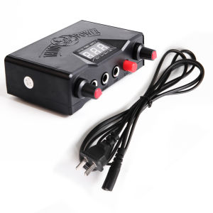 กะโหลกอินเตอร์เฟซคู่จอแสดงผลแบบแห้งรอยสัก0-18V ไฟ Led ปรับได้สำหรับเครื่องมือเครื่องปากกาแบบหมุนขดลวด