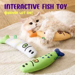 Pet Chew Toy Pawfun Fish Pillow Catnip Muppets Dolls Fabric Fish Shap Solid Bite Resistant Toy[SG Ready Stock]