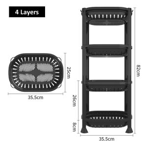 Storage Rack Kitchen Organizer 4 3 layers Bathroom Kitchen storage basket Plastic Shelf Shelves Rack Organiser storage