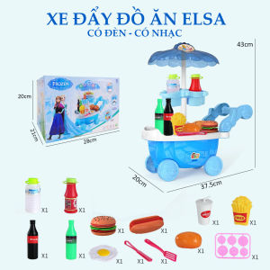Đồ Chơi Xe Làm Kem Kết Hợp Máy Tính Tiền Siêu Thị Có Đèn Có Nhạc Hộp Kem Bánh Donut Pizza Cho Bé
