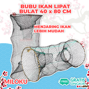 Bubu Perangkap Ikan Bulat 40 cm Jebakan Jaring Jala Prangkap Lipat Udang Kepiting Sungai Danau Laut Alat Pancing Fish Trap Net