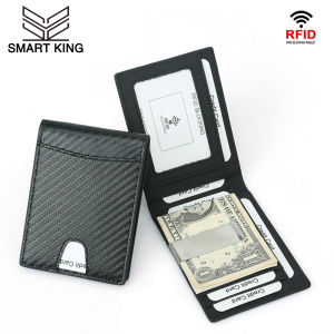 Smart King Short Wallet Purse for Men Genuine Cow Leather Fashion Super Hot Cool Clutch Passport Bag Card Clip Multifunction Anti-Rfid
