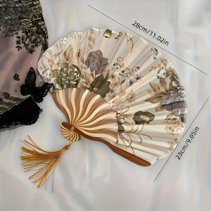 Chinese Style Hand Folding Fan Portable Silk Flower Folding Fan Dance Prop Retro Art Gift Ornament