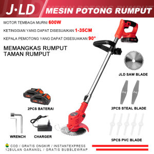 JLD Mesin Pemotong Rumput Adjustable 36V Multifungsi Pemotong Rumput Portable Alat Mesin Potong Rumput Elektrik Mini Untuk PemangKasan Rumput Halaman Taman Dan Semak Belukar Baterai Li-ion yang Dapat Diisi Ulang