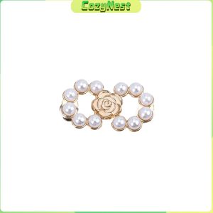 C.N Adjustable Waist Buckle Rose Flower Pearl Jean Pant Button Detachable Alloy Waist Tightener Pins