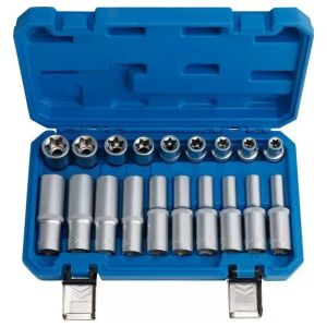 19 Pcs E Torx Star Deep Long Socket Set 1/2in Drive for Car Short and Long Hexagonal Sockets 19 Pcs E Torx Star Deep Long Socket Set 1/2in Drive for Car Short and Long Hexagonal Sockets