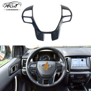 Carbon Fiber Color Steering Wheel Button Frame Cover Panel Trim Car Accessories for Ford RANGER T6 T7 T8 2015 2016 2017 2018 2019 2020 2021
