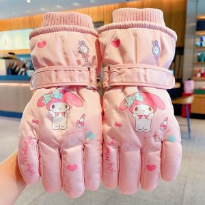 Children Ski Gloves Sanrio Melody Kuromi Male Female Children Elementary School Students Winter Warm Waterproof Play Snow