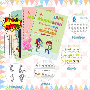 Free gift 4 Books + Pen Sank Magic Practice Copybook Free-Wiping Childrens Copybook Magic Writing Books
