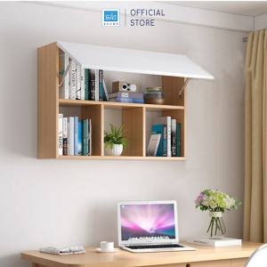 Tủ Sách Văn Phòng Treo Tường 3 Ngăn Có Cánh SIB Decor KT706