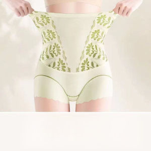 High-waisted Lace Belly-control Panties Breathable Antibacterial Tummy-Lifting and Hip-Lifting Pants