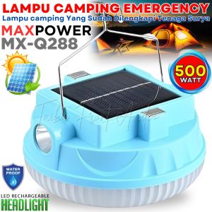 Lampu Gantung Emergency Solar Panel Camping Lamp 500Watt 800Watt MAXPOWER MX-Q288 / Q289 - Lampu Emergency Gantung Solar Panel Camping Lamp 500W / 800W Maxpower MX-Q288 / MX-Q289 Lampu Gantung Emergency LED Charger USB & Tenaga Surya ~TFA