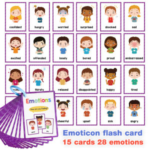 My Emotion Feelings 15 Cards 28 Words Set English and Chinese Learning Flashcards Kids Educational Toys for Children Toys Gifts
