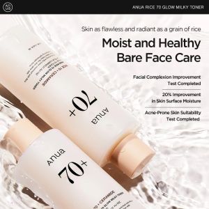 Anua Ricewater Brightening Toner 250ml Milky Rice Ceramide Deep Hydration Boost Glow Soothe Dry Even Tone All Skin Types